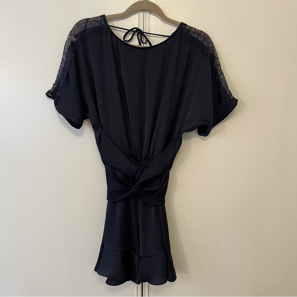 Zara navy blue satin effect short jumpsuit, size S.